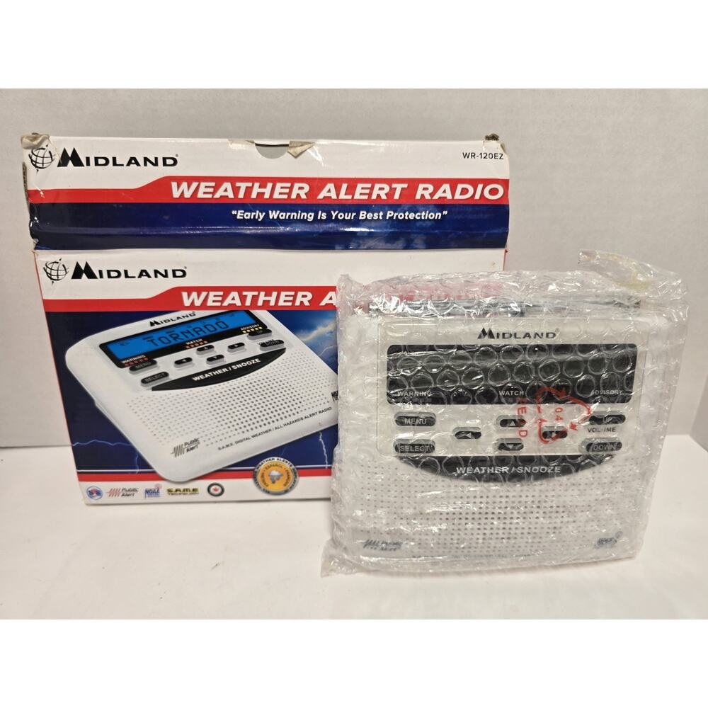 New Midland WR-120EZ Emergency Weather Alert Radio & Alarm Clock In One NEW